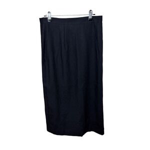 Isaac Hazan Vintage Black Pencil Skirt Midi Button Back Vent Made in USA Womens